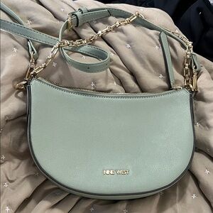 Nine West Light Green Crossbody Bag with Gold Accents